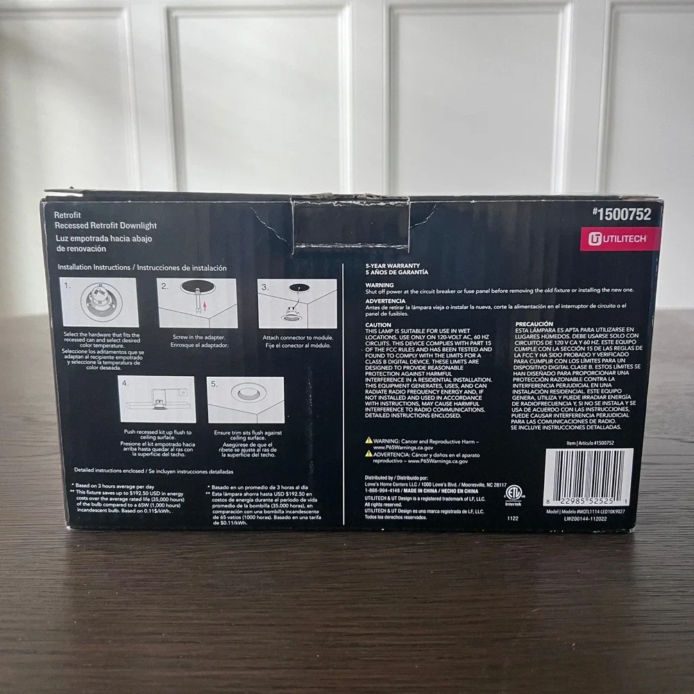 Utilitech Canless (4in) Round 2700k-6500k 580 Lumen Switchable Dimmable (6PK)‎